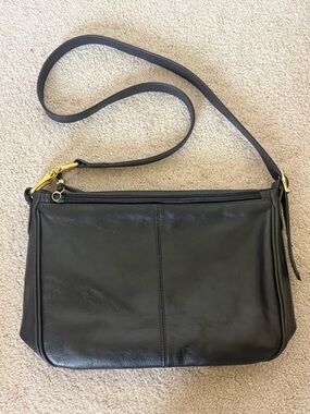 Vintage Coletta Genuine Leather Black Shoulder Bag Minimalist Crossbody Purse